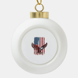 Vintage patriotisches Adler-Flag-Shirt-Design_1 Keramik Kugel-Ornament