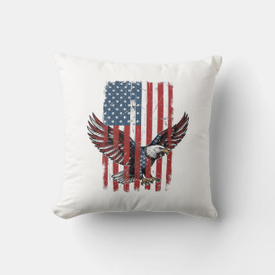 Vintage patriotisches Adler-Flag-Shirt-Design_1 Kissen