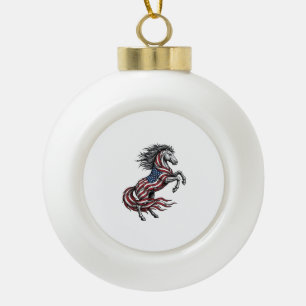 Vintage-patriotisches aufbäumendes Pferd Vektor-Sh Keramik Kugel-Ornament