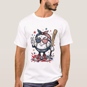 Vintage patriotisches Baseball-Maskottchen-Shirt-D T-Shirt