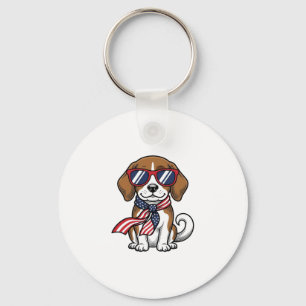 Vintage patriotisches Beagle-Hund-Sonnenbrille-Shi Schlüsselanhänger