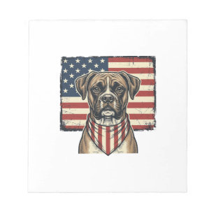 Vintage-patriotisches Boxer-Hund-Flagge-Shirt-Desi Notizblock