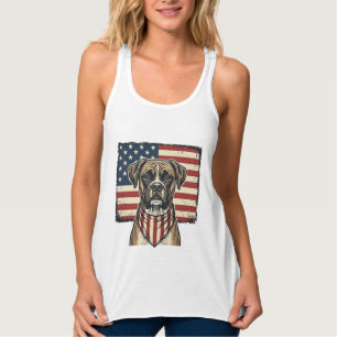 Vintage-patriotisches Boxer-Hund-Flagge-Shirt-Desi Tank Top