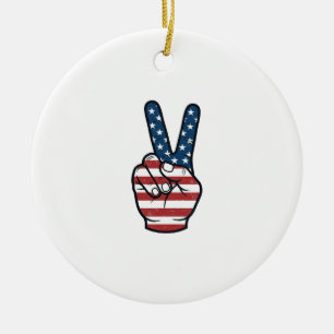 Vintage patriotisches Friedenszeichen Hand Vektor  Keramik Ornament