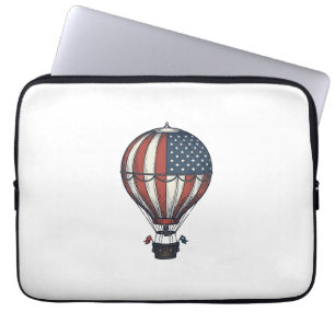 Vintage patriotisches Heißluftballon-Shirt-Design_ Laptopschutzhülle