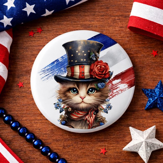 Vintage patriotisches Kätzchen Button (Von Creator hochgeladen)