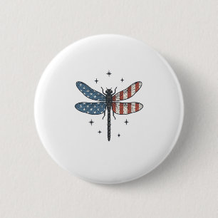 Vintage patriotisches Libellen-Vektor-Shirt-Design Button