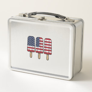 Vintage patriotisches Popsicle-Flag-Shirt-Design_1 Metall Brotdose