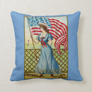 Vintage patriotisches Segelgirl-Kissen Kissen
