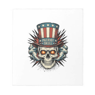 Vintage patriotisches Totenkopf-Zylinder-T-Shirt-D Notizblock