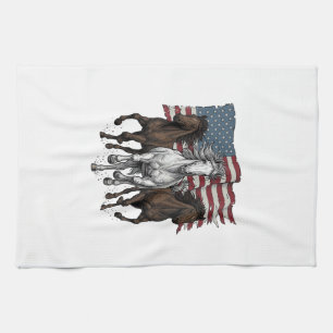 Vintage patriotisches Vektordesign galoppierender Geschirrtuch