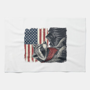 Vintage patriotisches Waschbär Berg Flag Shirt Des Geschirrtuch