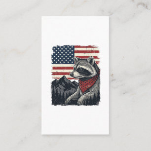 Vintage patriotisches Waschbär Berg Flag Shirt Des Visitenkarte