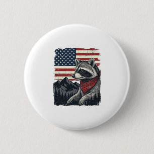 Vintage patriotisches Waschbär Bergflag Shirt Desi Button