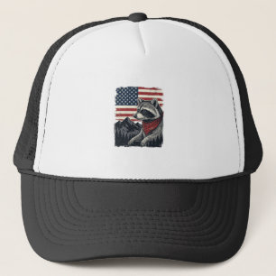 Vintage patriotisches Waschbär Bergflag Shirt Desi Truckerkappe