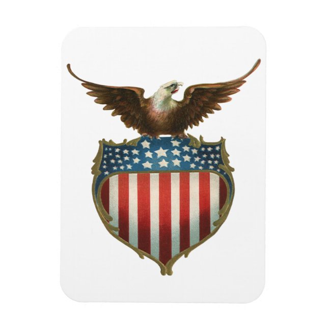 Vintage Patriotism, Proud Eagle over American Flag Magnet (Vertikal)