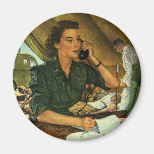 Vintage Patriotismus, Krankenschwester am Telefon Magnet