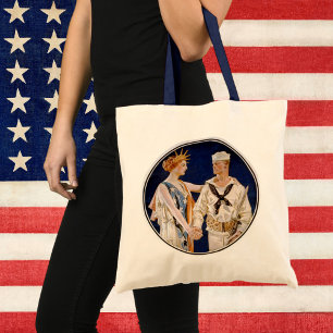 Vintage-Patriotismus, Lady Liberty mit Marine-Matr Tragetasche
