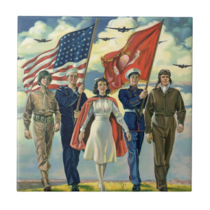 Vintage Patriotismus, stolzes Militärpersonal Held Fliese