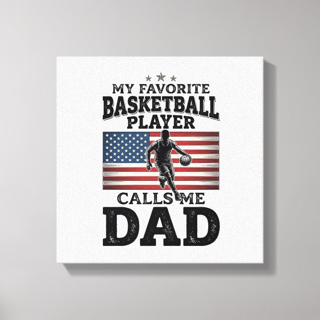 Vintage-Patriotismus-T-Shirt mit Basketball-Vater- Leinwanddruck (Vorderseite)