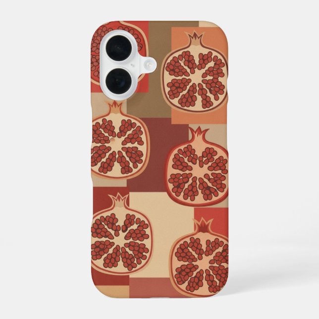 Vintage Pattern with Stylized Pomegranates iPhone 16 Hülle (Rückseite)