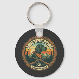 vintage Paws & Pursuit Hunting Dog Logo - American Schlüsselanhänger