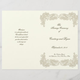 Vintage Pays Floral Lace Programme de mariage
