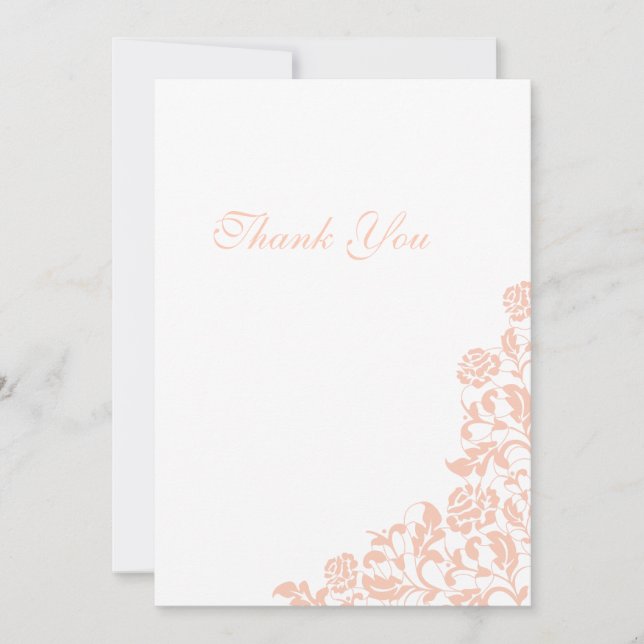Vintage Peach Floral Rose Hochzeit Dankeskarte (Vorderseite)