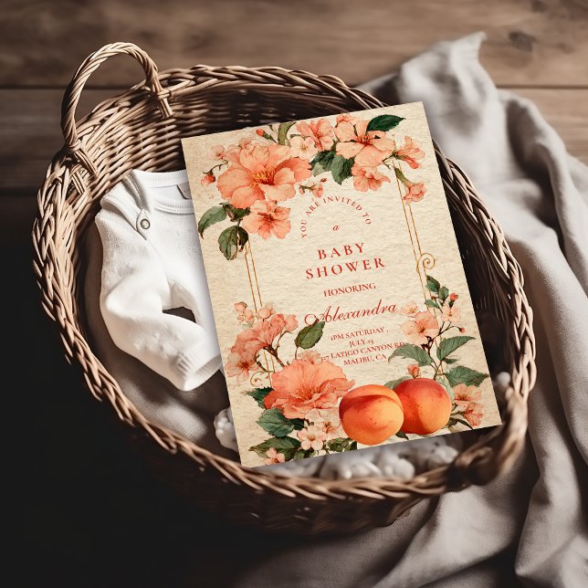 Vintage Peach Garden Botanical Baby Shower Einladung (Von Creator hochgeladen)