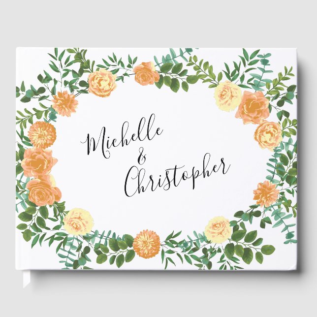 Vintage Peach Rose Hochzeit Gästebuch (Vorderseite)