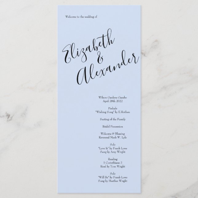 Vintage Peach Rose Hochzeit mit Light Blue Menükarte (Vorderseite)