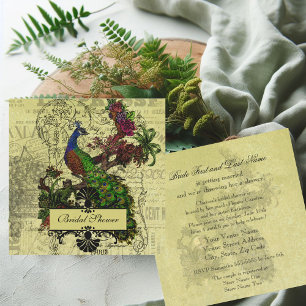 Vintage Peacock Bridal Dusche Einladung