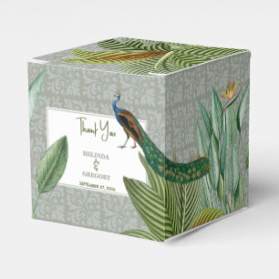 Vintage Peacock Feather Tropical Greenerity Weddin Geschenkschachtel