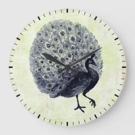 Vintage Peacock Illustration Wall Clock Große Wanduhr