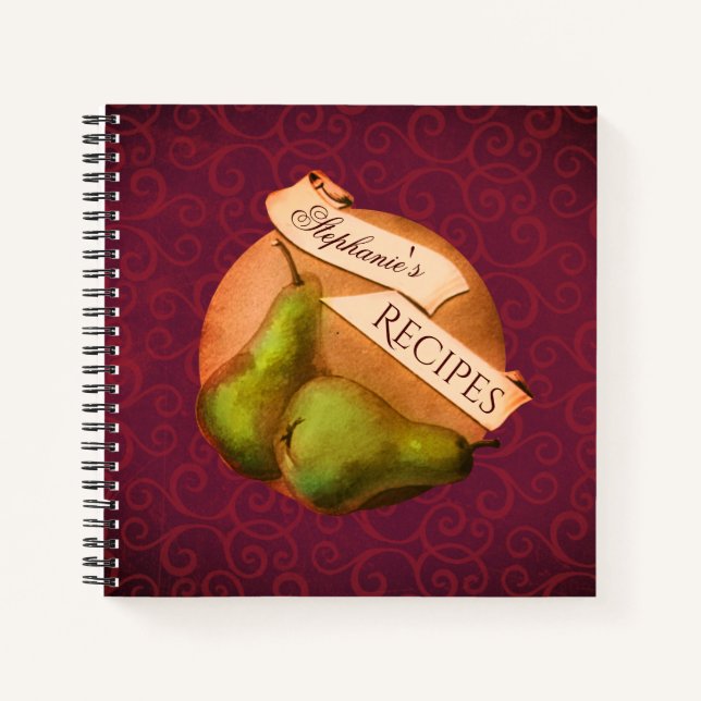 Vintage Pears Retro-Rezept Notizbuch (Vorderseite)