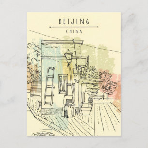 Vintage Peking China Chinesisch Reise Aquarell P Postkarte
