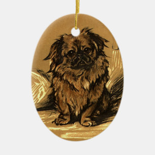Vintage Pekingese Weihnachtsverzierungen Keramikornament