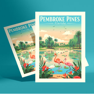 Vintage Pembroke Pines Florida Postkarte