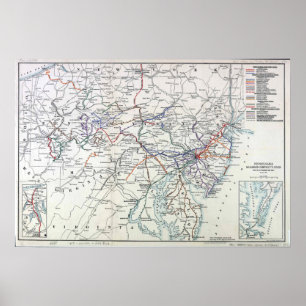 Vintage Pennsylvania Eisenbahnkarte Poster