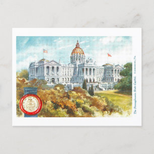 Vintage Pennsylvania Hauptstadt mit Siegel Postkar Postkarte