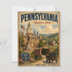 Vintage Pennsylvania Keystone State Scenic Postkar Mitteilungskarte