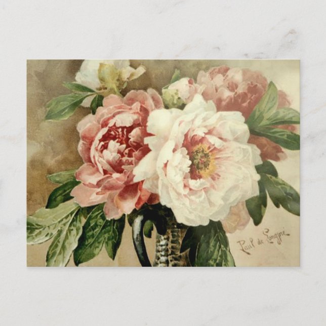 Vintage Peonies Postkarte (Vorderseite)