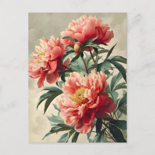 Vintage Peonies Postkarte