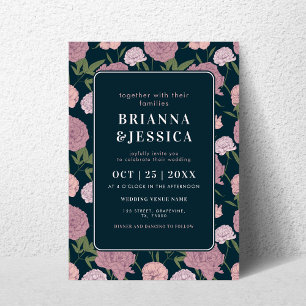 Vintage Peony Floral Botanical Foto Hochzeit Einladung