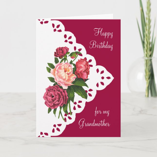 Vintage Peony Flower for Grandmother Birthday Karte (Vorderseite)