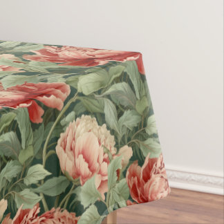 Vintage Peony Motif Sage Vert & Rose Nappe