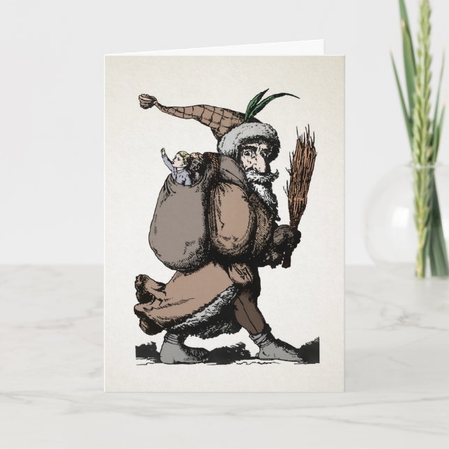 Vintage Pere Fouettard Weihnachtskarte Feiertagskarte (Vorderseite)