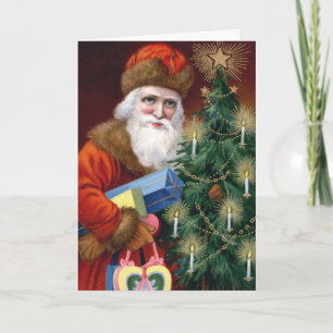 Vintage Père Noël Photo Insérer Modèle de carte de