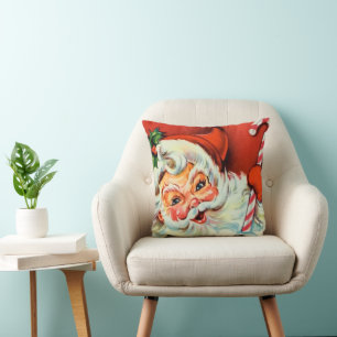 Vintage Père Noël retro déco d'accueil coussin