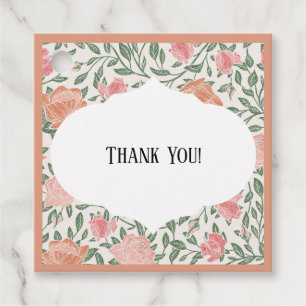 Vintage perfekte Rosa- und Pfirsichfarben-Rose Geschenkanhänger
